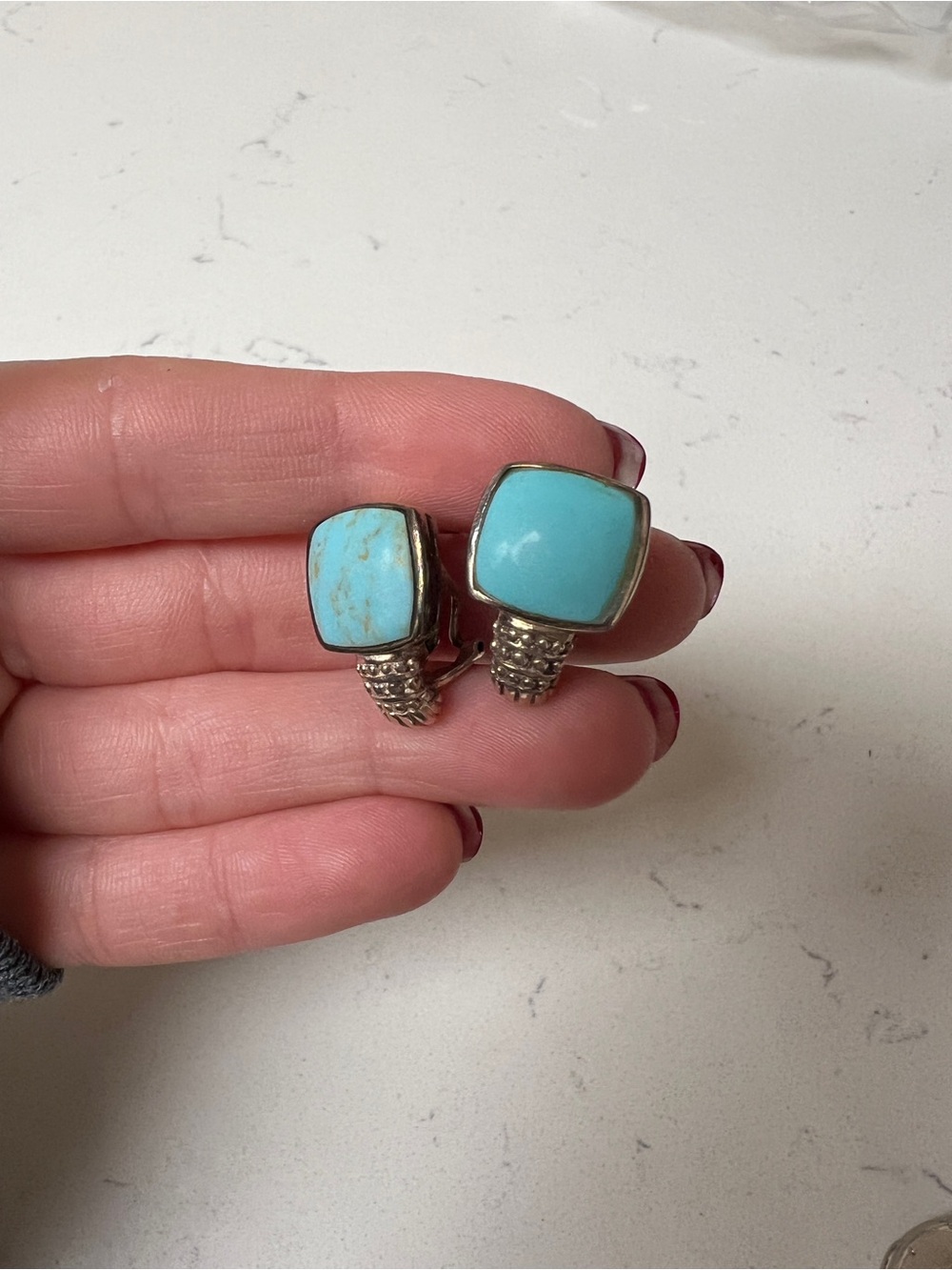 Vintage-Inspired Turquoise Blue Stone Statement pierced Earrings